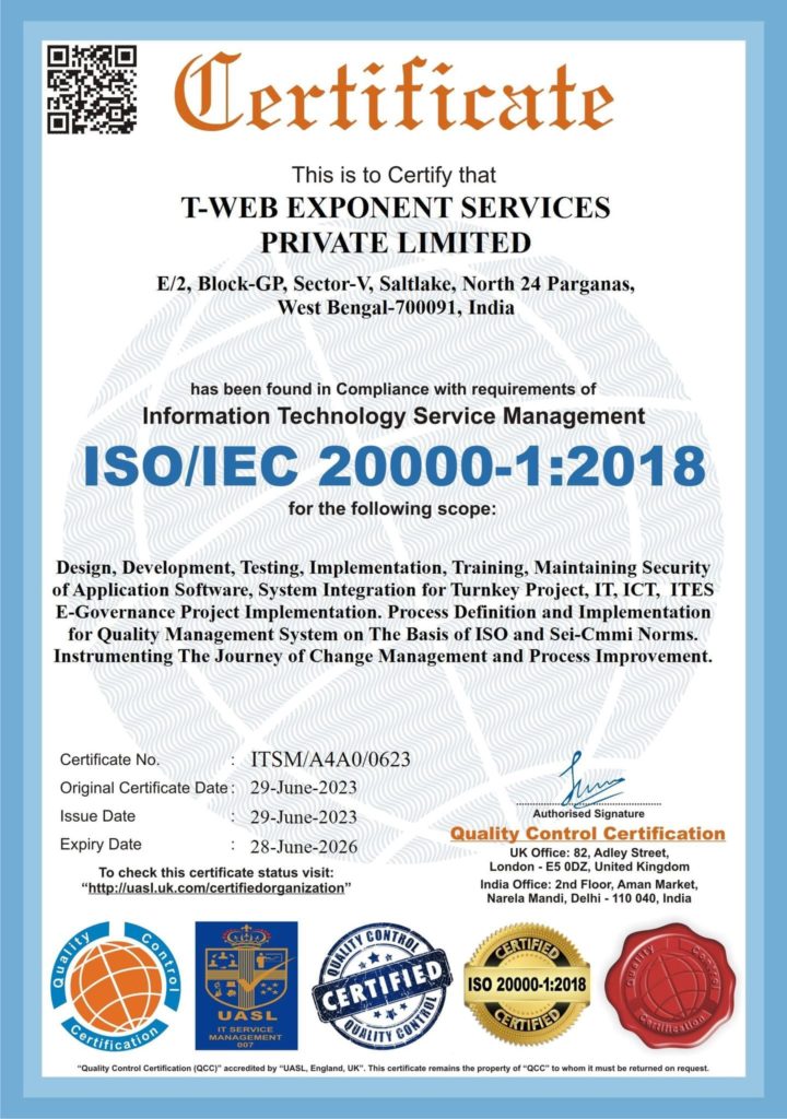 ISO/IEC 20000-1:2018- certification for delivering standard IT services